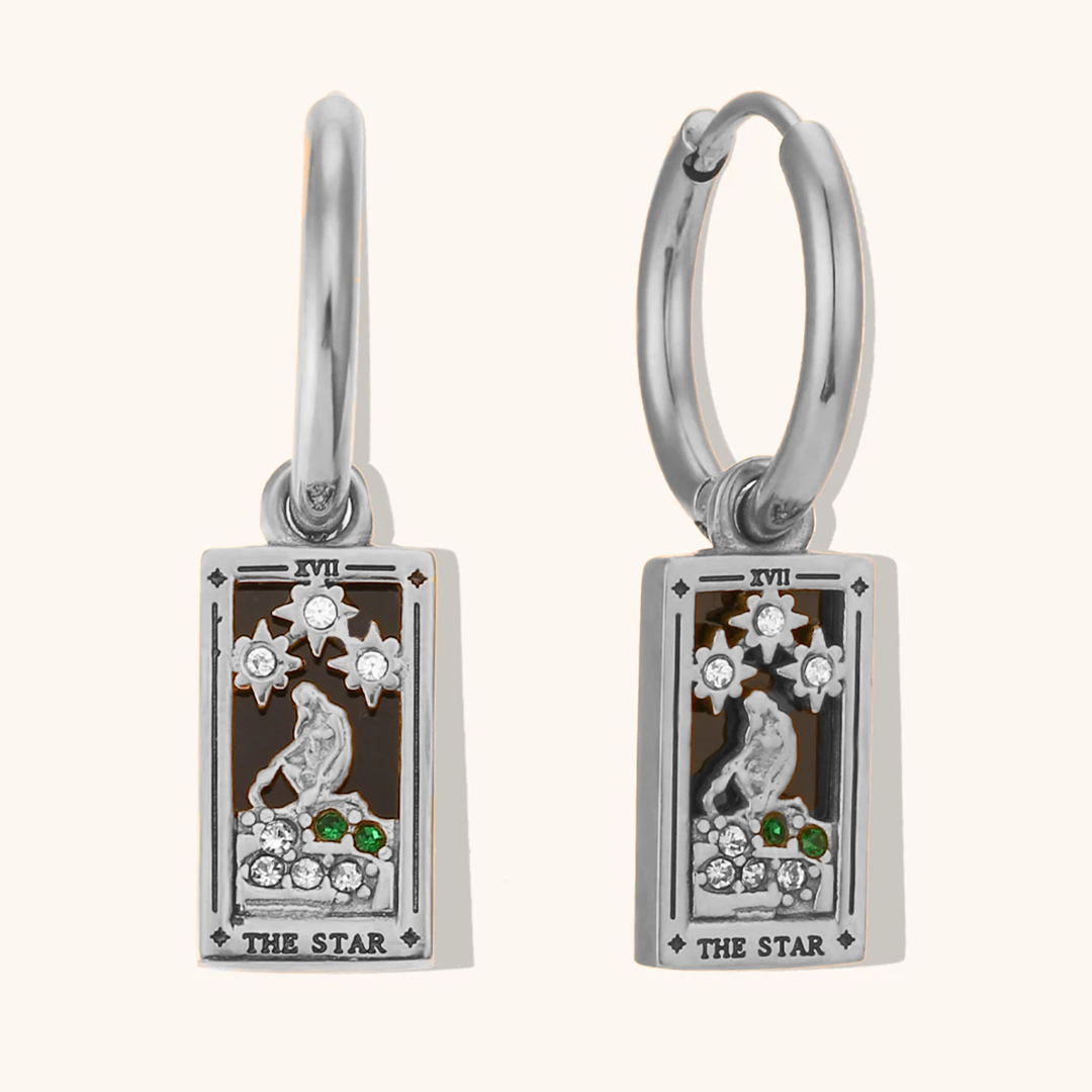 The Star Tarot Card Hoop Earrings in Gold-Tone