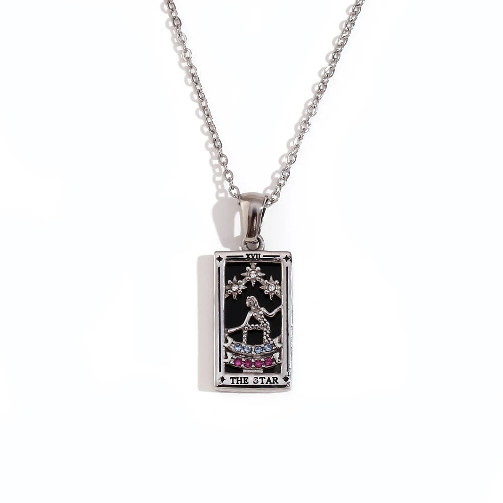 The Star Tarot Card Necklace in Silver-Tone