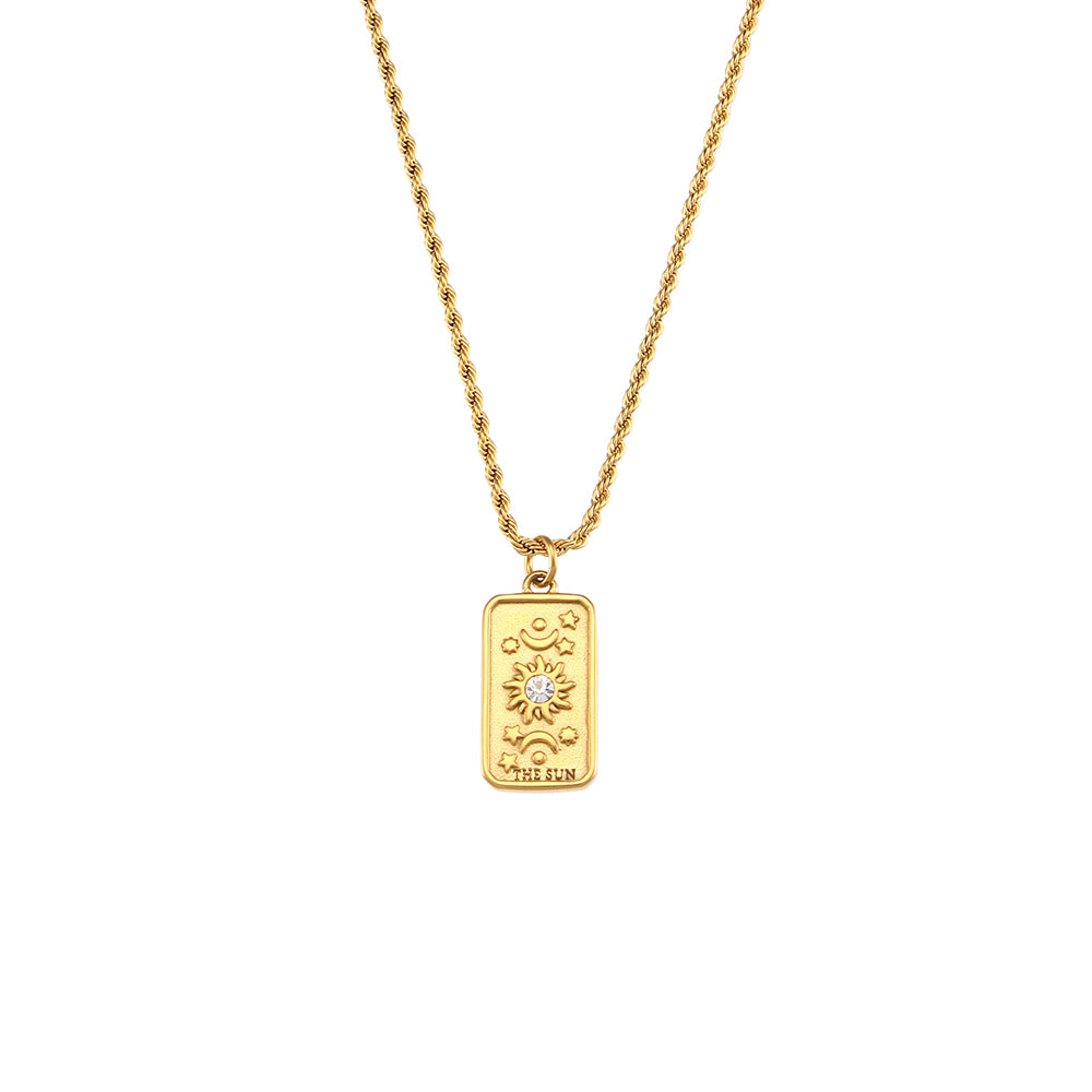 The Sun Tarot Card Pendant Necklace in Gold-Tone