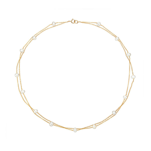 Gold Layered Pearl Necklace