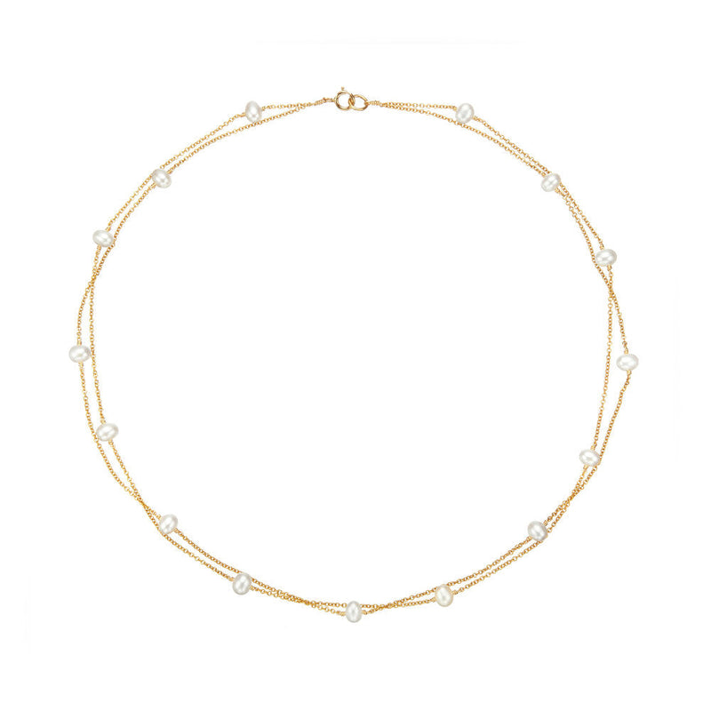 Gold Layered Pearl Necklace