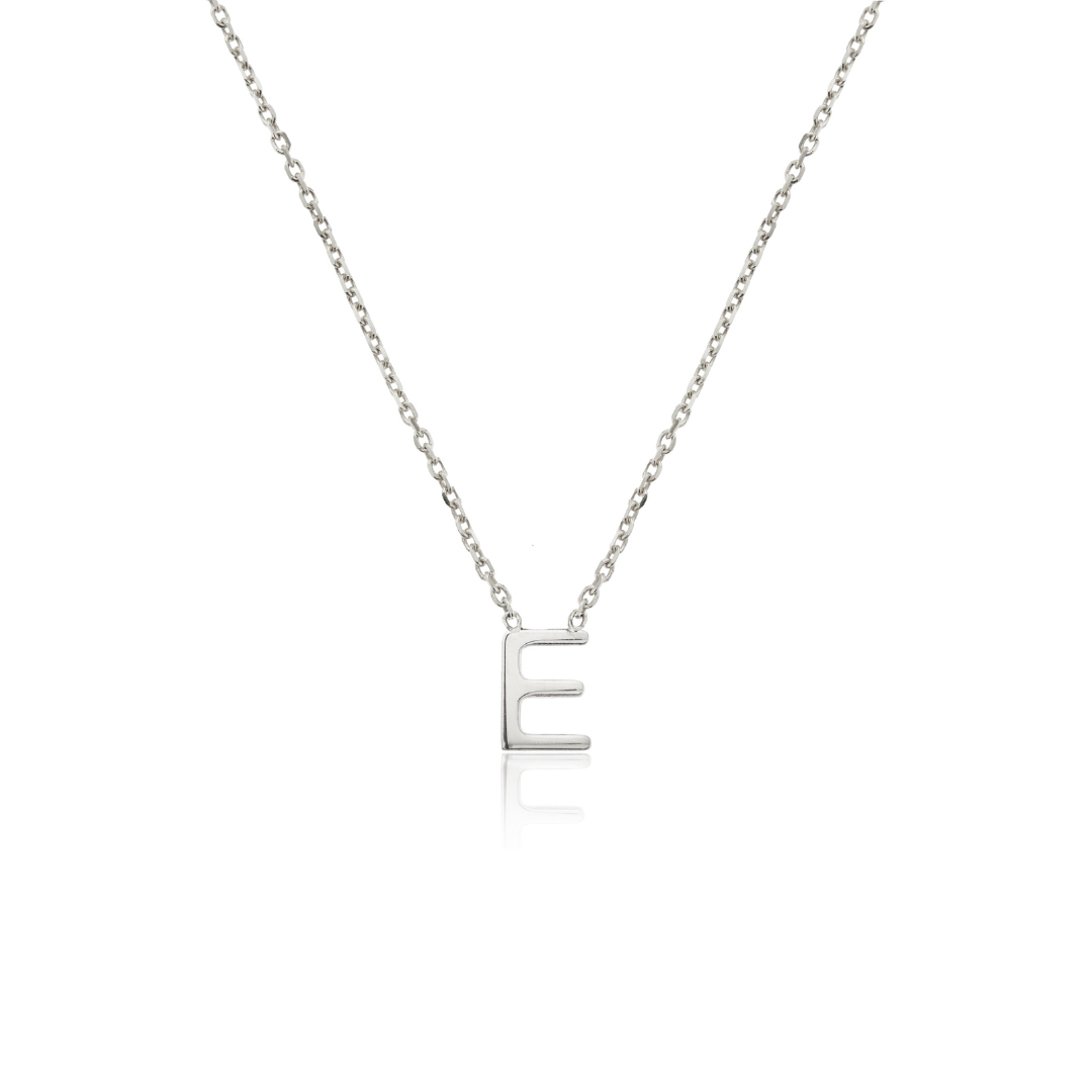 White Gold-Tone Mini Initial Letter Necklace