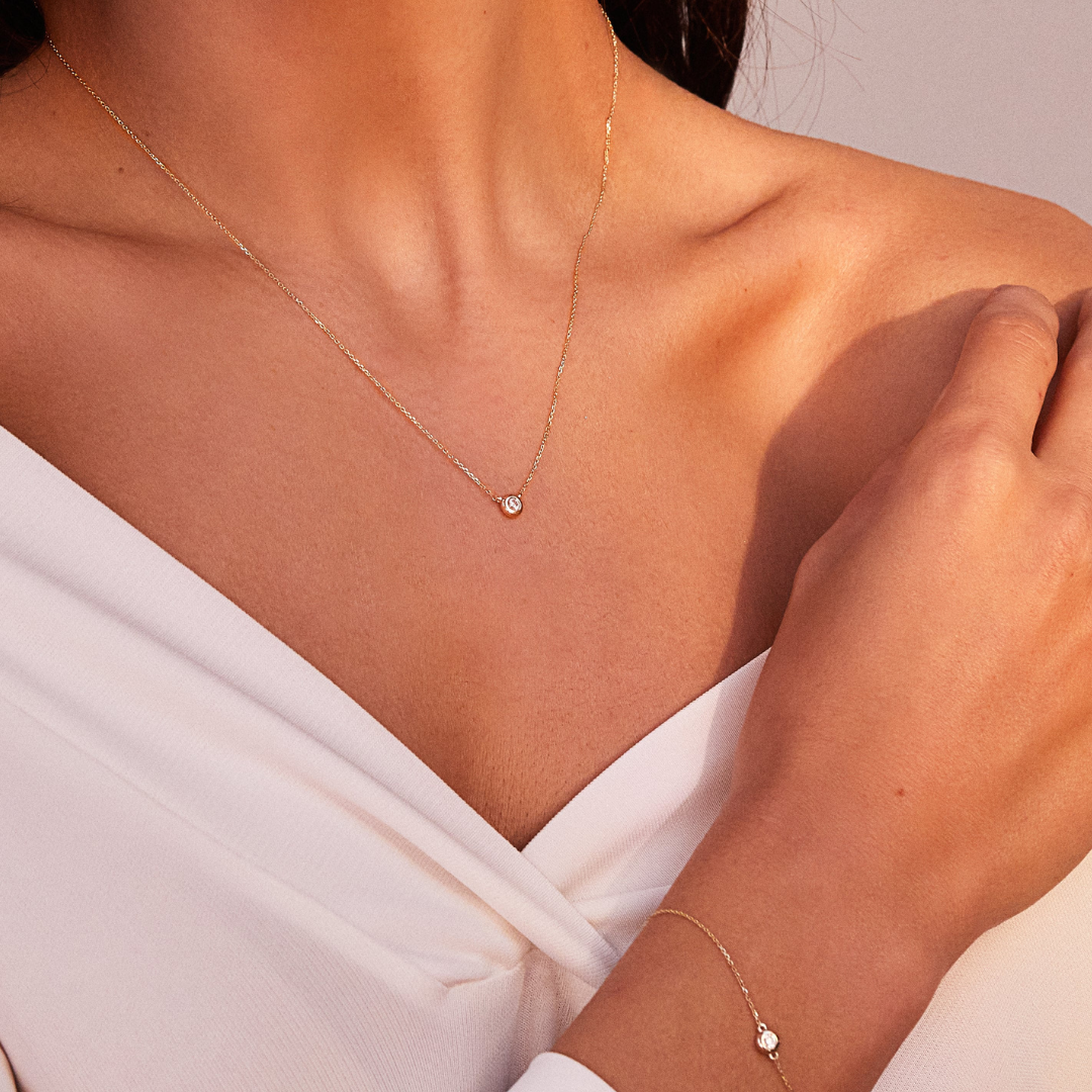 Silver-Tone Floating Crystal-Style Necklace