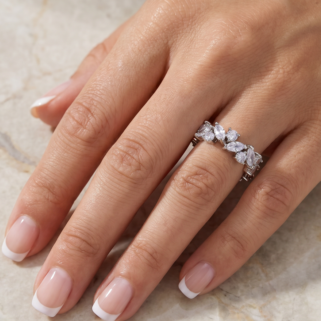 Vintage Crystal-Style Marquise & Round Eternity Ring