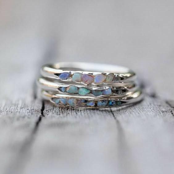 Vintage Layered Crystal-Style Inlay Band Ring