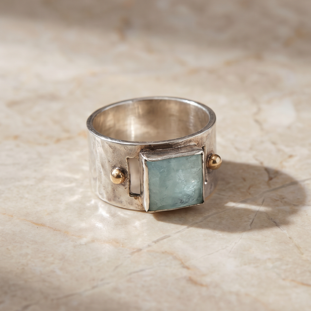 Vintage Square Crystal-Style Statement Ring