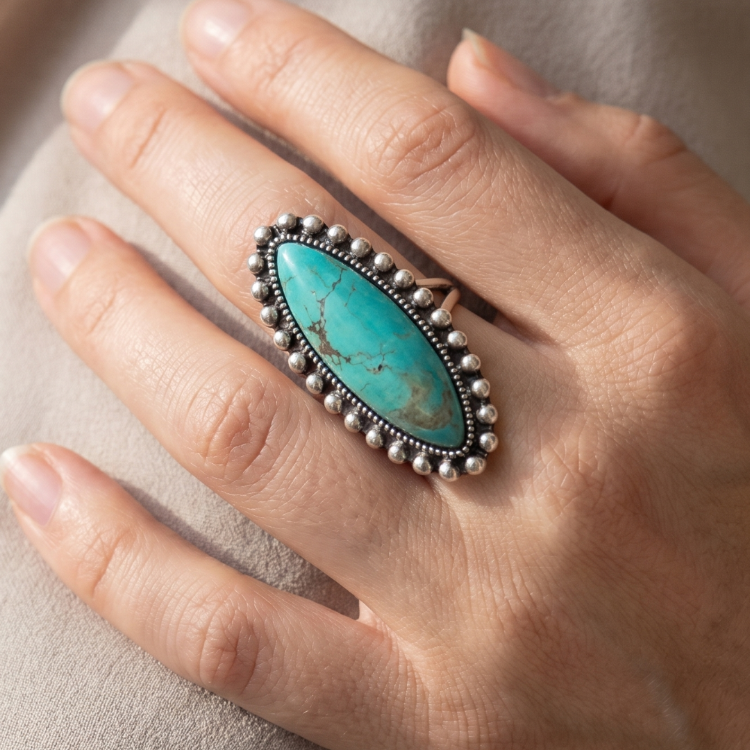 Vintage Turquoise-Style Statement Ring