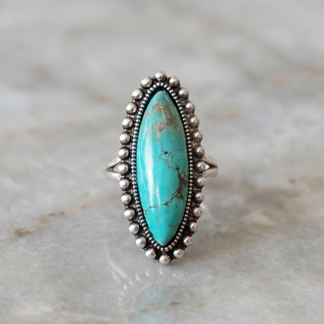 Vintage Turquoise-Style Statement Ring