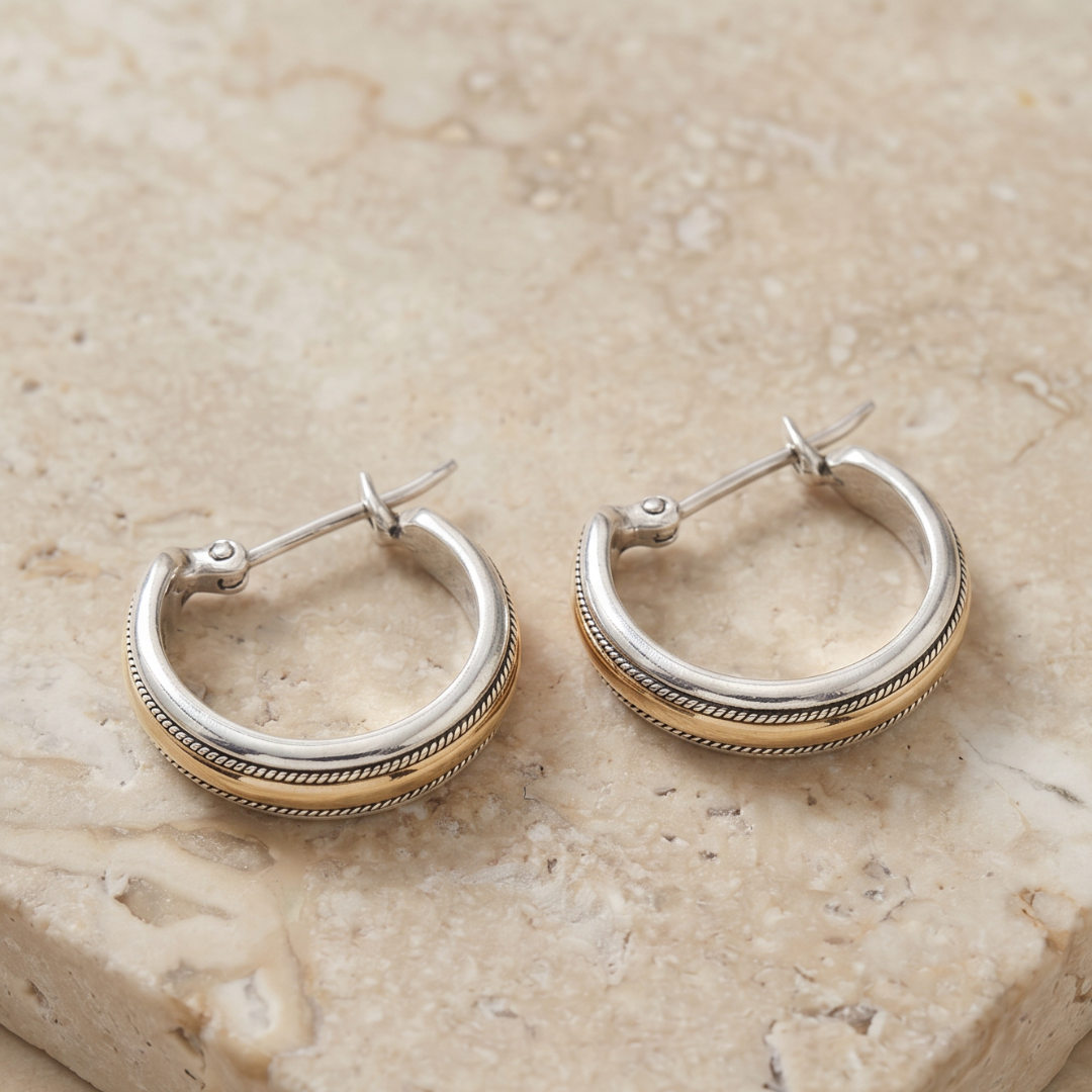 Vintage Two-Tone Gold-Tone & Silver-Tone Hoop Earrings