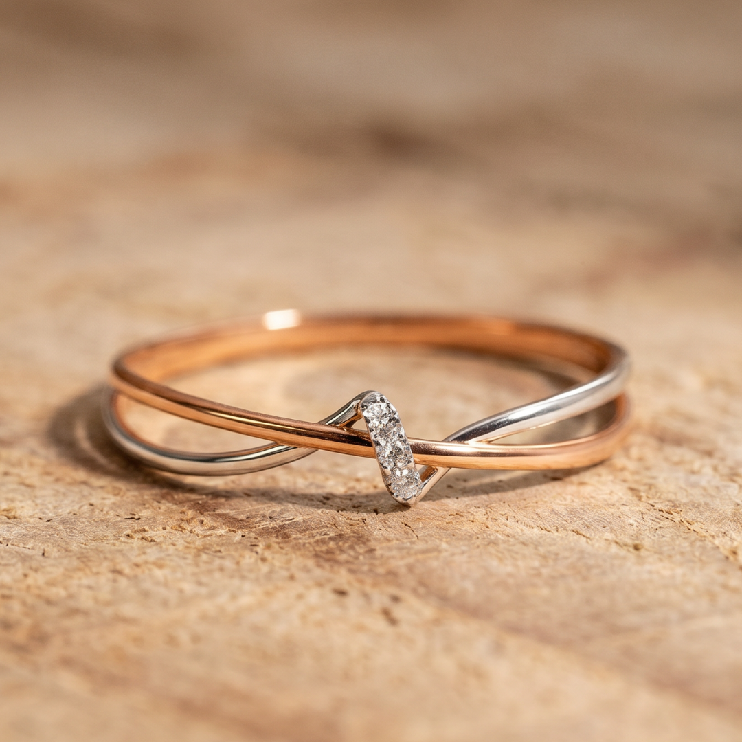 Vintage Two-Tone Infinity Twist Crystal-Style Accent Ring