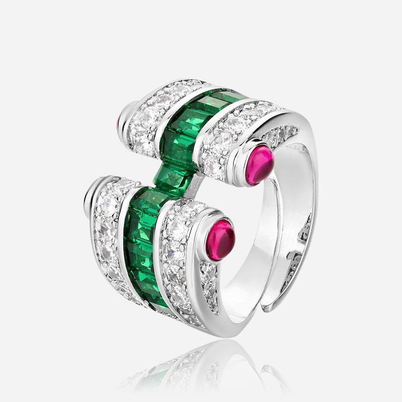 Midnight Gala Multicolor Crystal-Style Statement Earrings in Silver-Tone