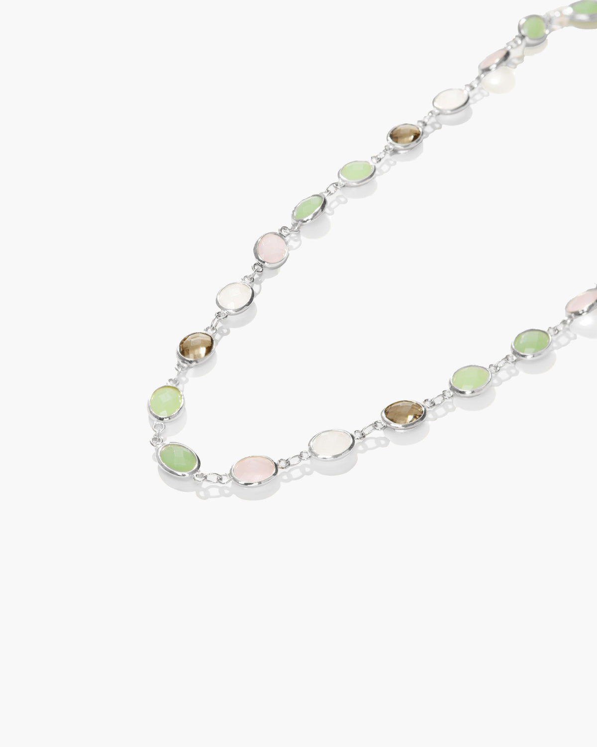 Whimsical Romance Crystal-Style Station Necklace in Silver-Tone