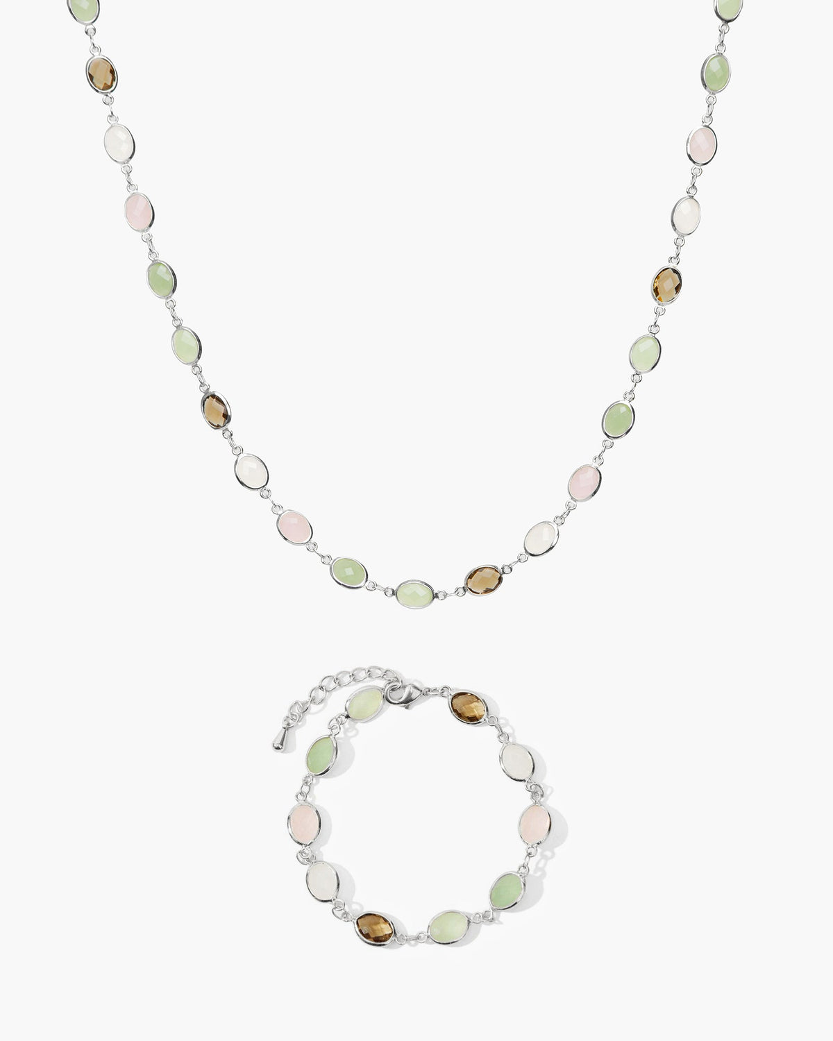 Whimsical Romance Crystal-Style Station Necklace in Silver-Tone