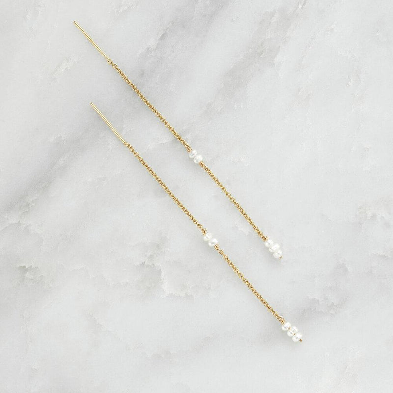 Rose Gold Mini Pearl Ear Threaders