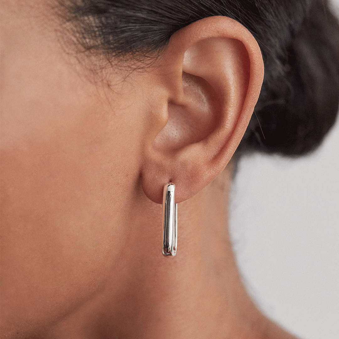 Silver-Tone Large Plain Hoop Earrings