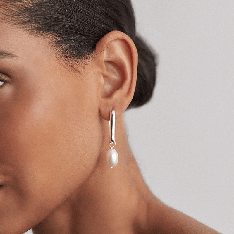 Silver Large Plain Hoop Earrings