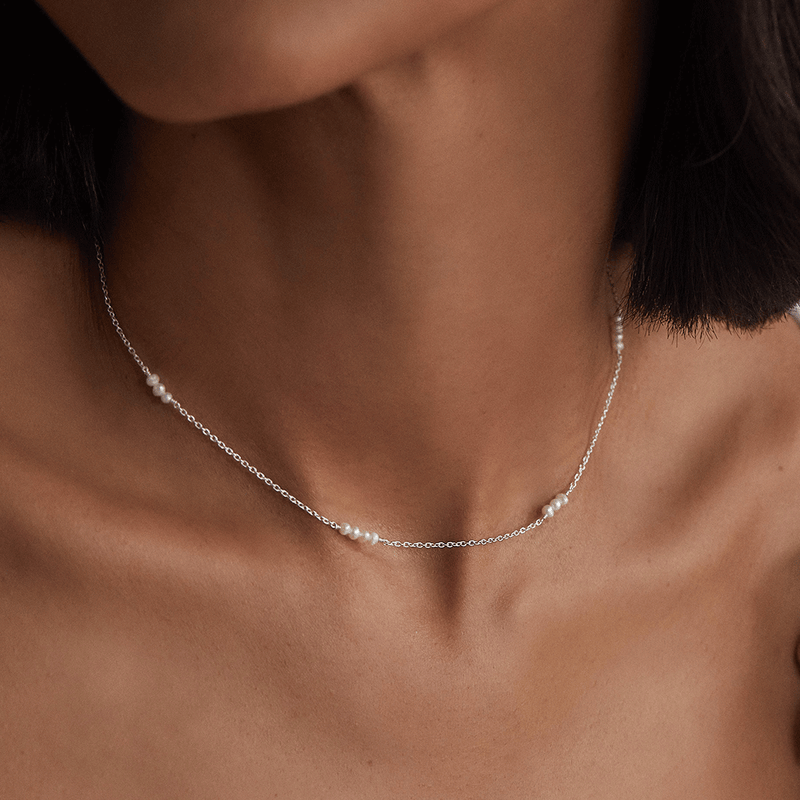 Silver Mini Pearl Choker
