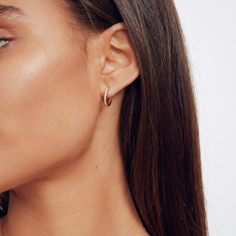 Silver Diamond Style Large Hoop Earrings