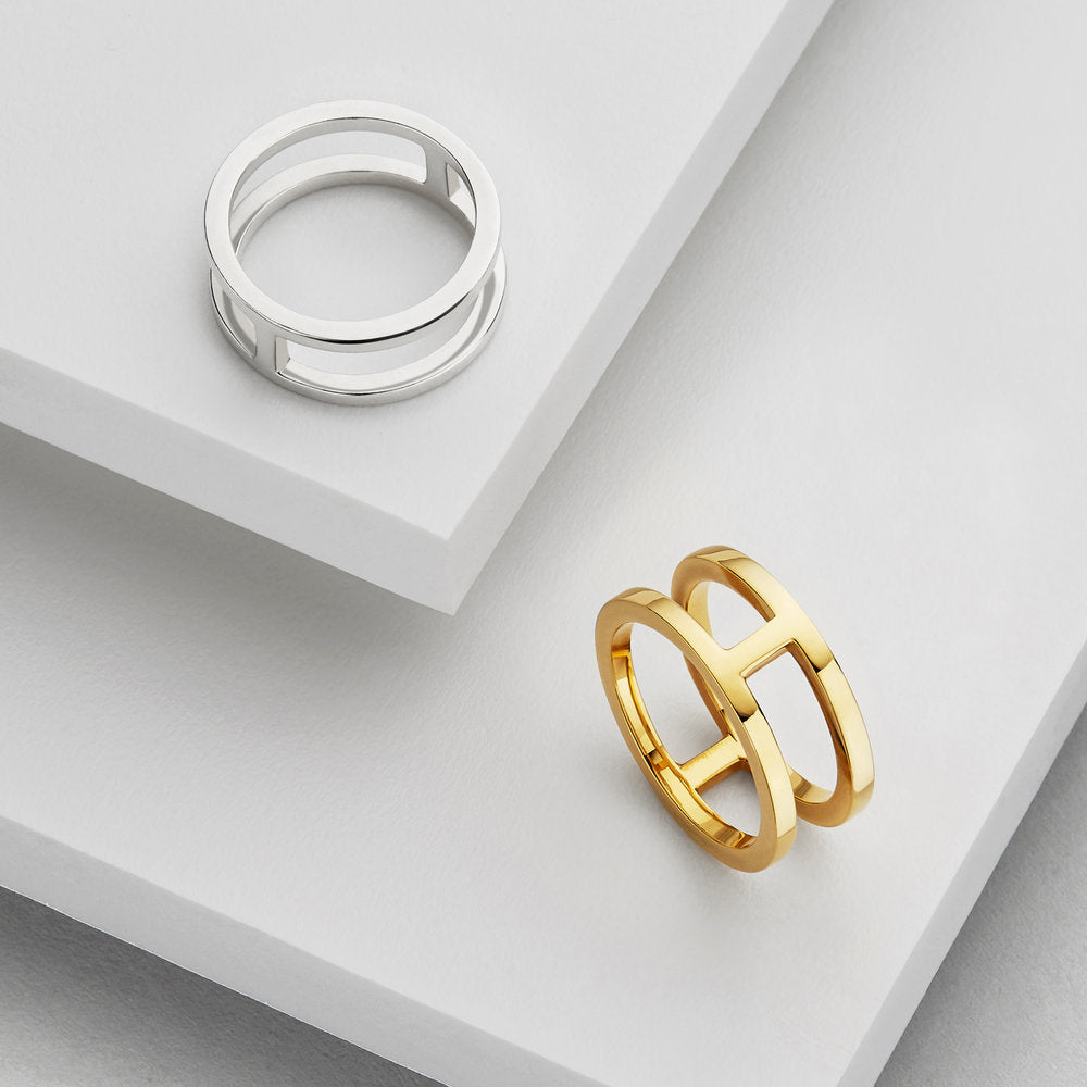 Silver-Tone Double Band Ring