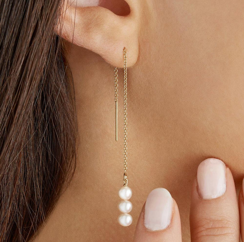 Rose Gold Pearl Cluster Drop Ear Threaders
