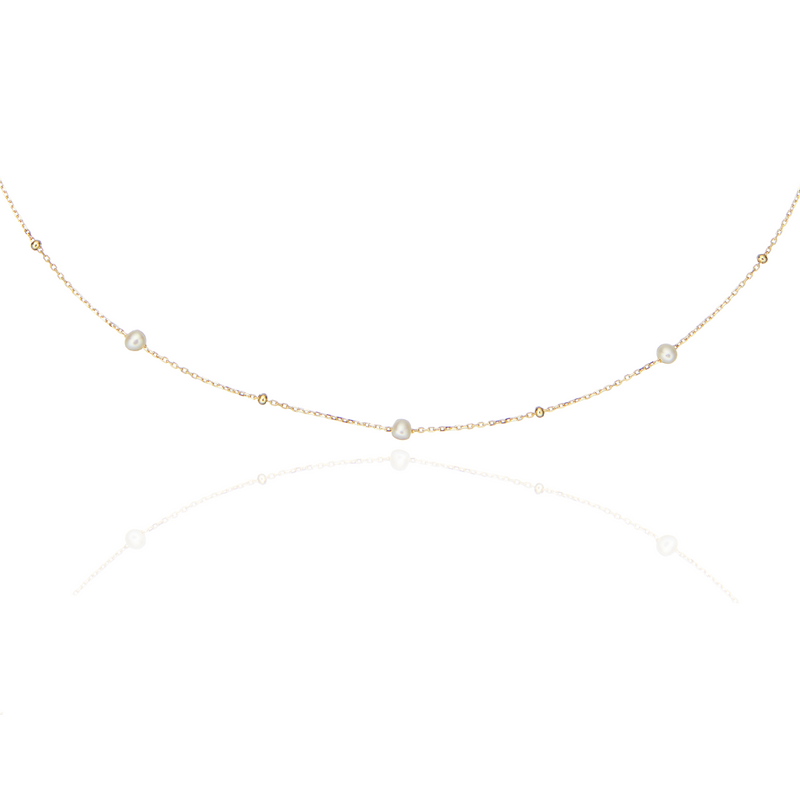 Gold Five Pearl Satellite Necklace