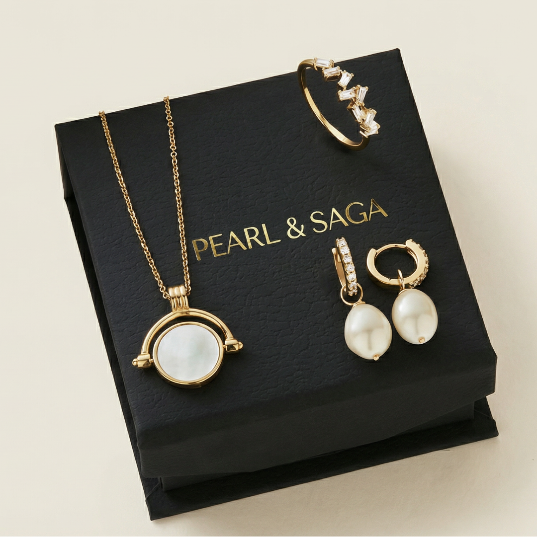 Gold Mother of Pearl Spinning Disc Necklace