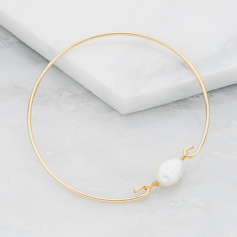 Gold Large Pearl Bangle