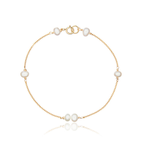 Gold Six Pearl Bracelet