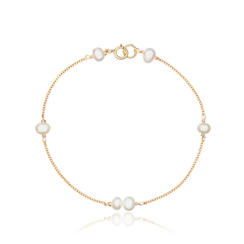 Gold Six Pearl Bracelet