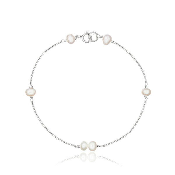 Silver Six Pearl Bracelet