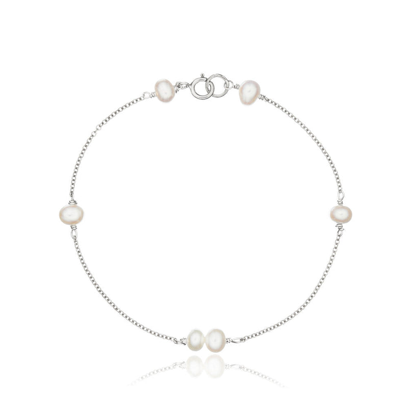 Silver Six Pearl Bracelet