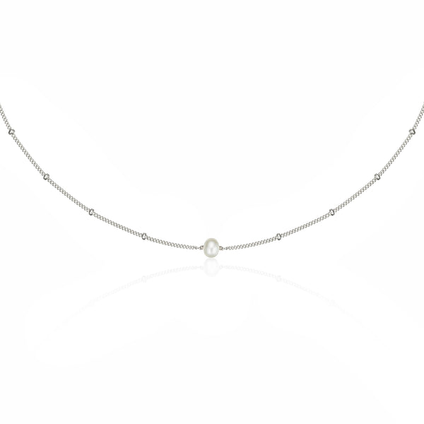 Silver Satellite Single Pearl Choker