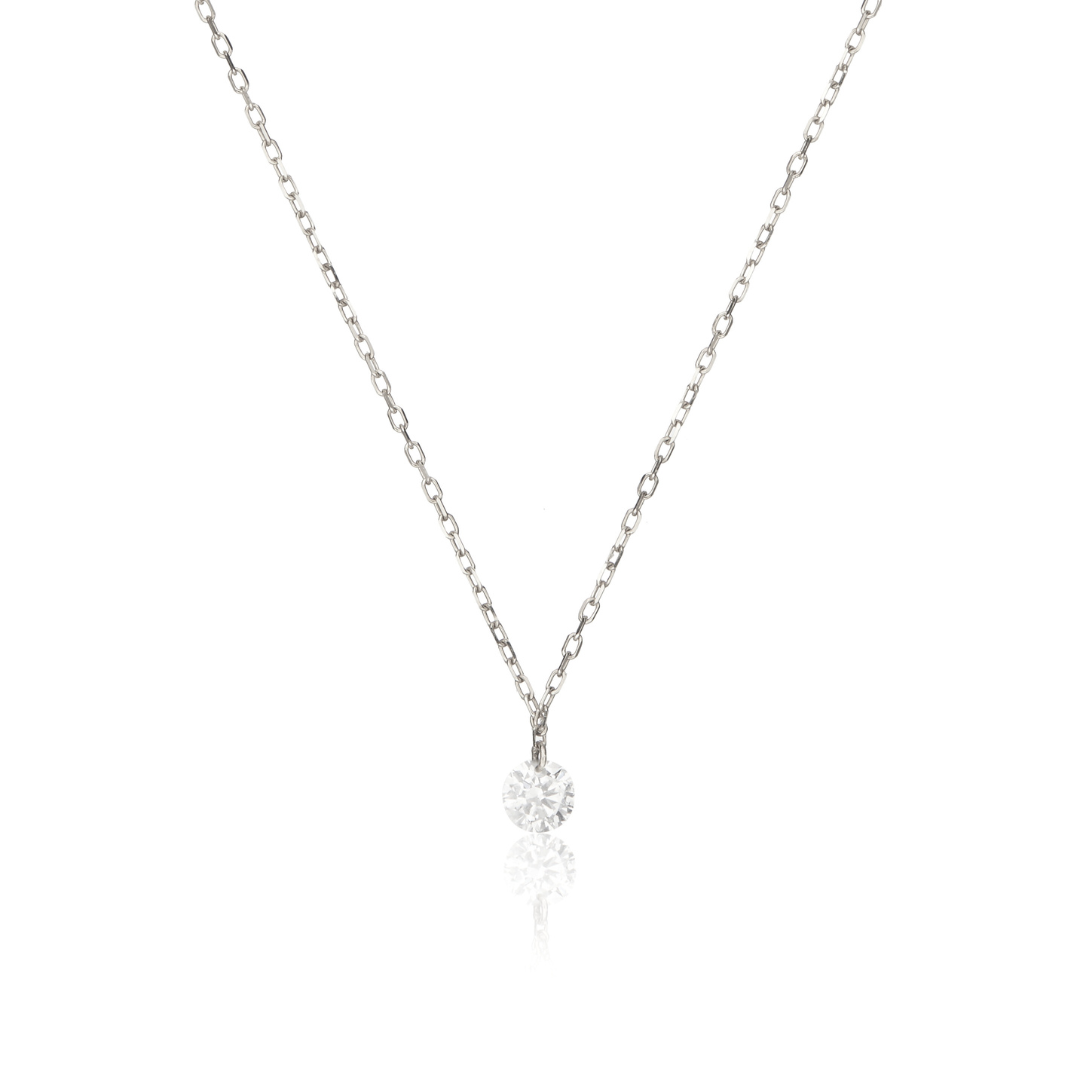 Silver-Tone Large Floating Crystal-Style Necklace