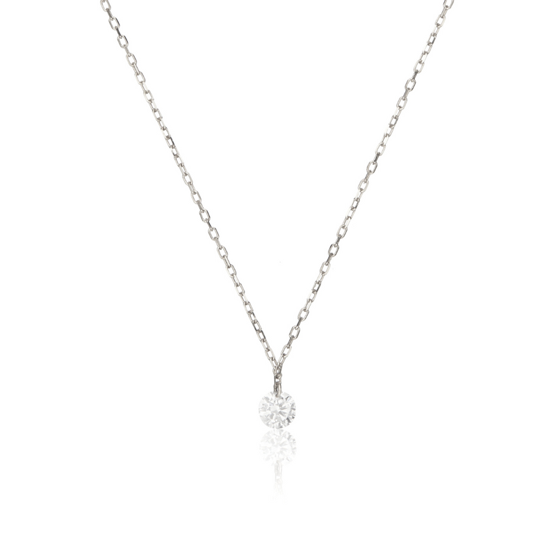 Silver Large Floating Diamond Style Necklace