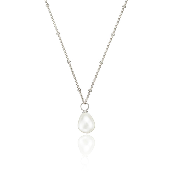 Silver Large Pearl Satellite Necklace