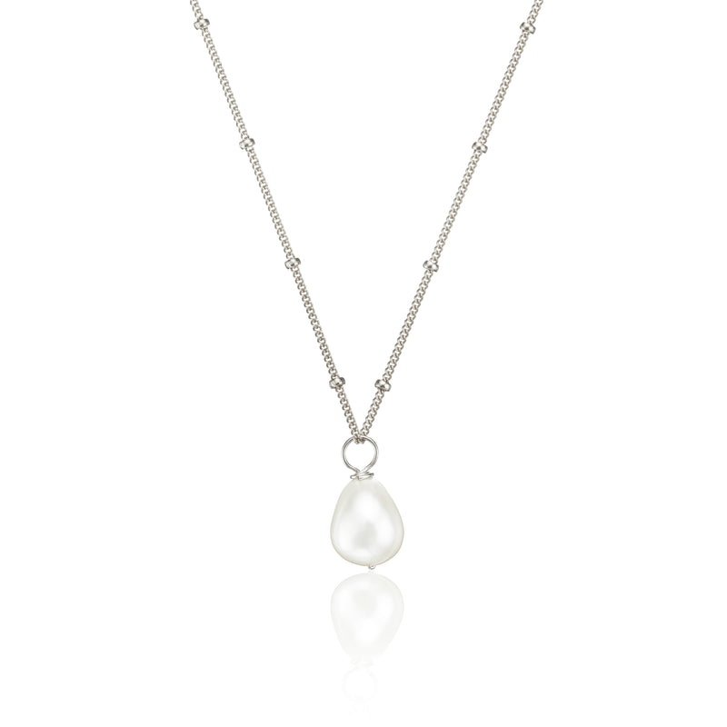 Silver Large Pearl Satellite Necklace