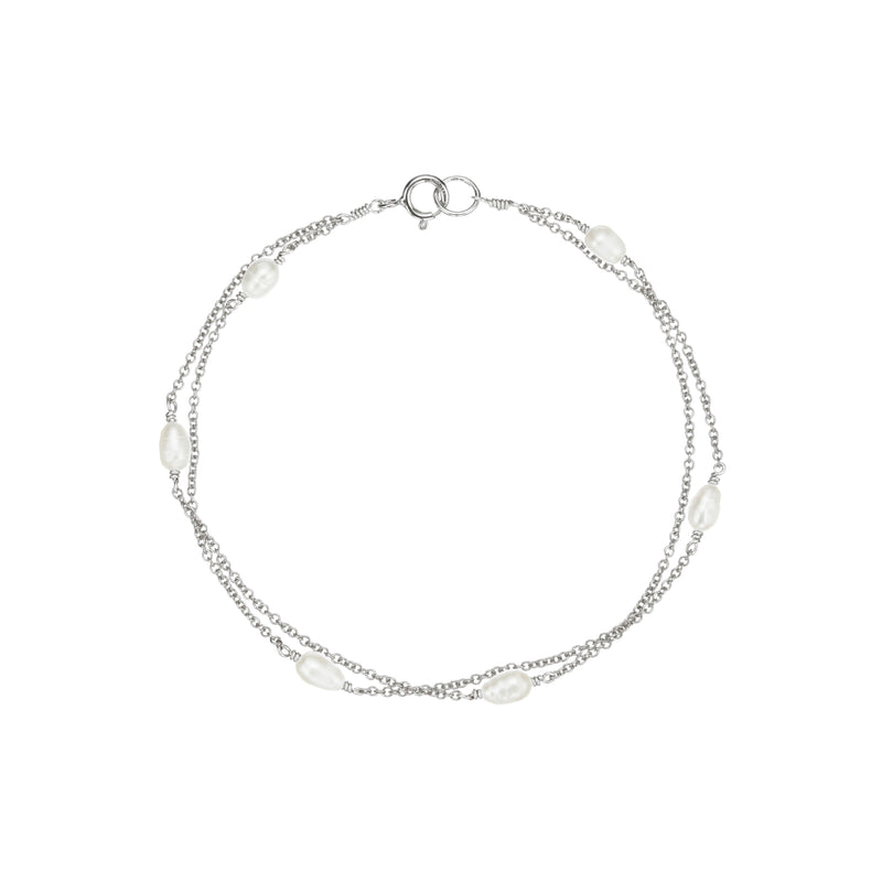 Silver Layered Seed Pearl Bracelet