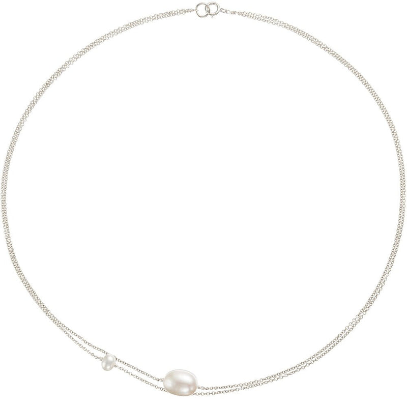 Silver Layered Large and Small Pearl Choker