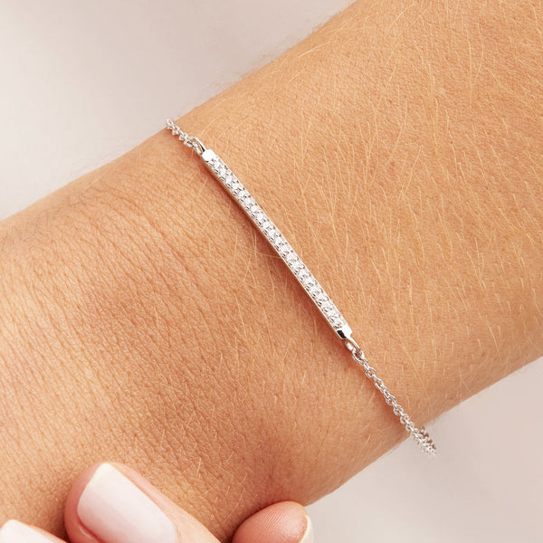 Silver Diamond Style Bar Bracelet
