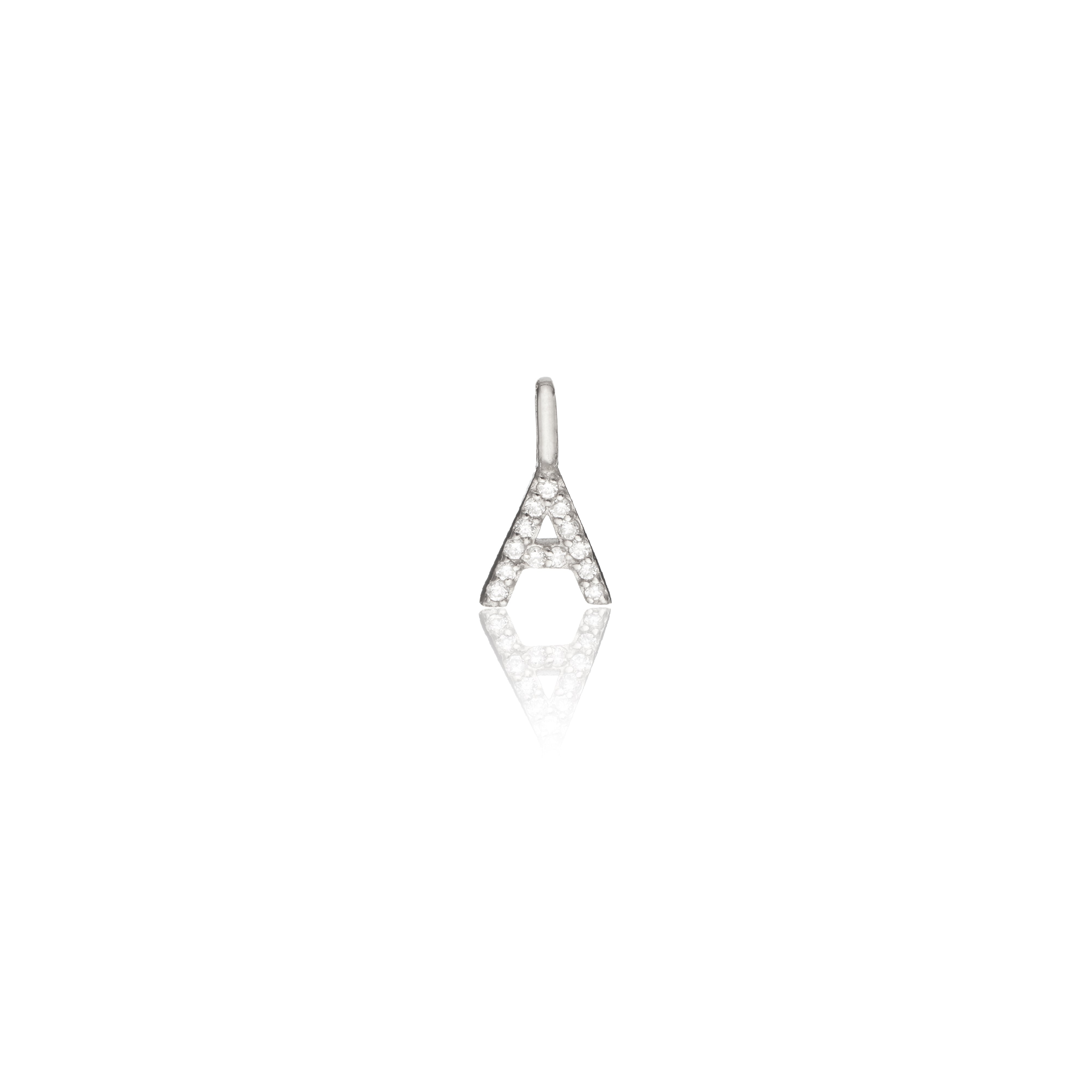 White Gold-Tone Crystal-Style Individual Initial Charm